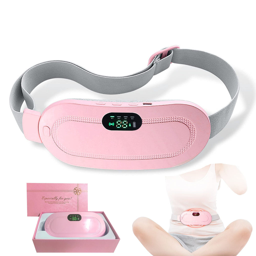 Period Cramp Relief Belt | Portable Electric Menstrual Heating Pad for Women & Girls | Heated Belly Belt with 4 Heat Levels & 3 Massage Modes | Warm Compress Pain Relief Massager for Cramps & Discomfort - Led Solar